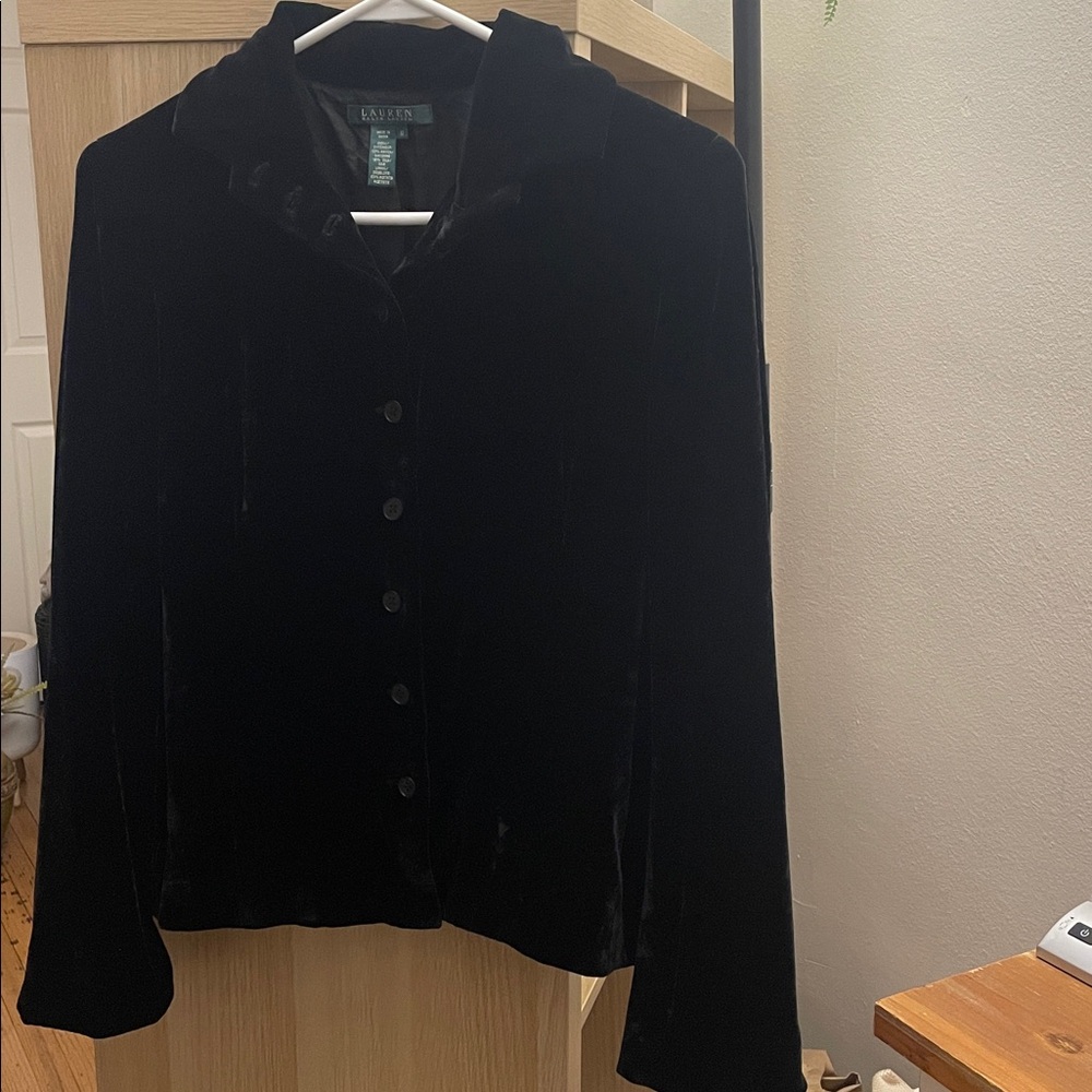 Lauren Ralph Lauren Size 12 Rayon Silk Gorgeous Button Up Classy Rare Blazer